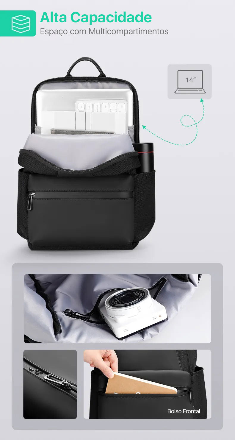 Mochila Casual Notebook 15.6' Carregamento USB Duplo Modelo Urban Explorer Pro Mark Ryden